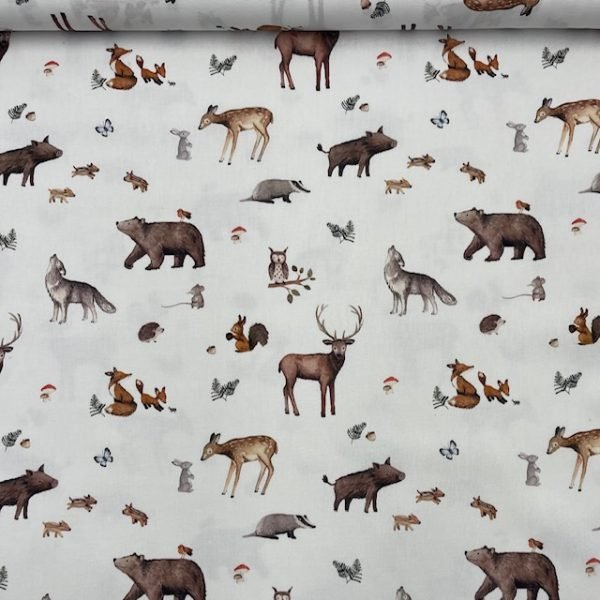 Popeline Forest Animals - Branco