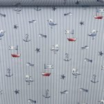 Popeline Stripes Marine - Azul Claro