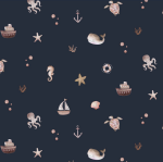 Popeline Digital Sea - Azul Marinho