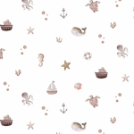 Popeline Digital Sea - Branco