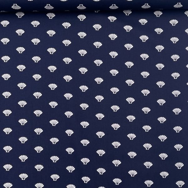 Popeline Marine Shell - Azul