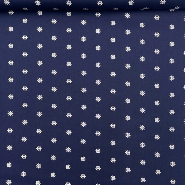 Popeline Marine Wheel - Azul