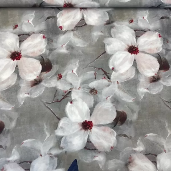 Viscose Big Flower - Cinzento