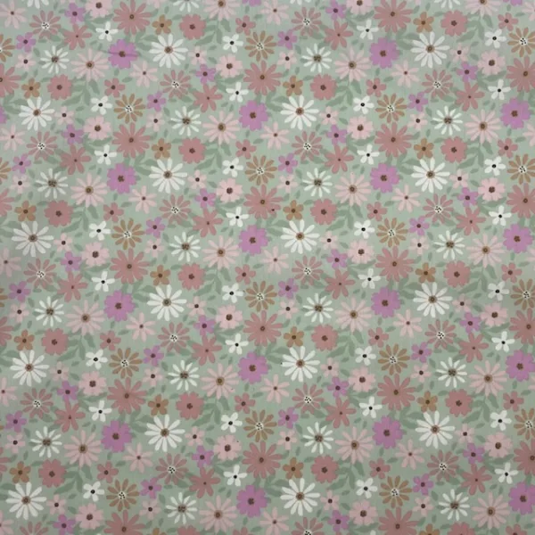 Popeline Resianada Flowers - Verde Menta