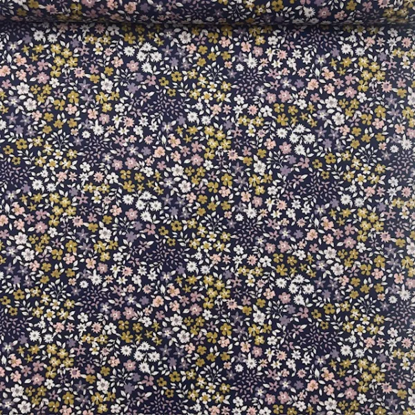 Popeline Small Flowers - Azul