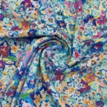Linho Viscose Happy Flowers - Azul - Image 2