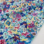 Linho Viscose Happy Flowers - Azul - Image 3