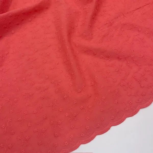 Bordado Inglês - Rosa Coral