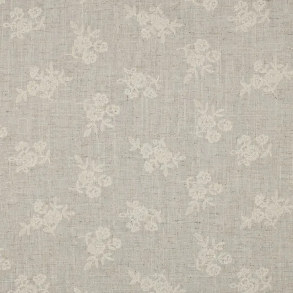 Linho Viscose Bordado Flowers - Natural