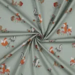 Popeline Forest Animals - Verde Menta - Image 2