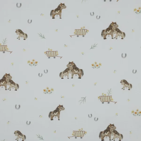 Popeline Sweet Horses - Branco