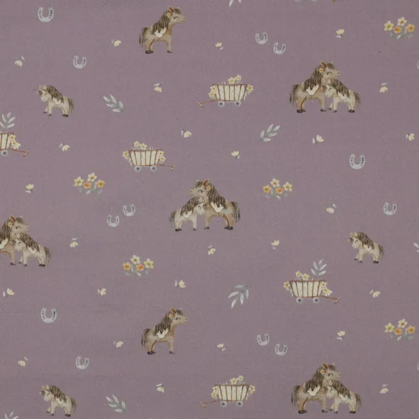 Popeline Sweet Horses - Lavanda