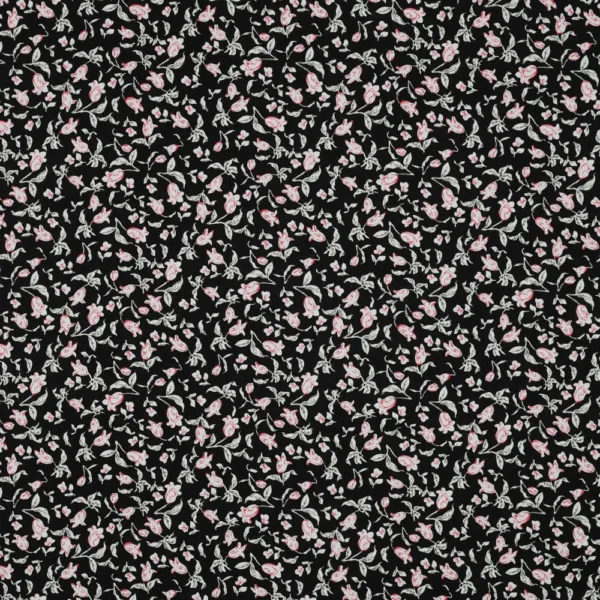 Viscose Mini Flowers - Preto