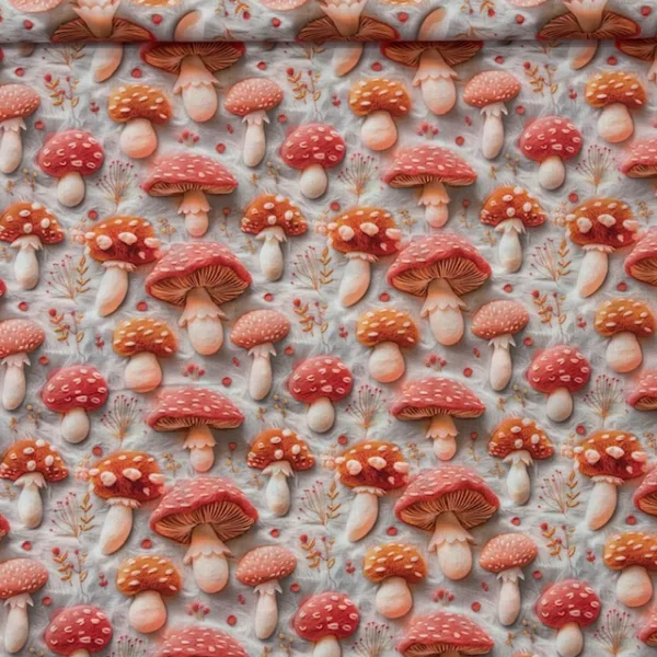 Popeline Digital 3D - Mushrooms