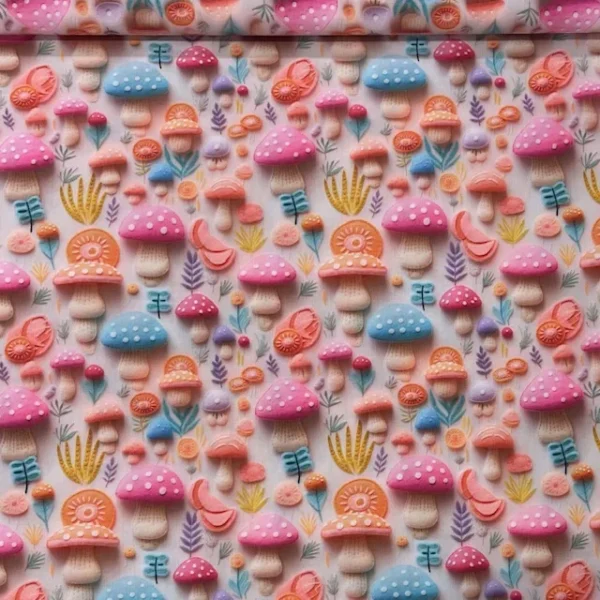 Popeline Digital 3D - Mushrooms