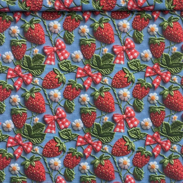 Popeline Digital 3D - Morangos