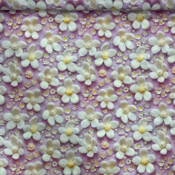 Popeline Digital 3D - White Flower