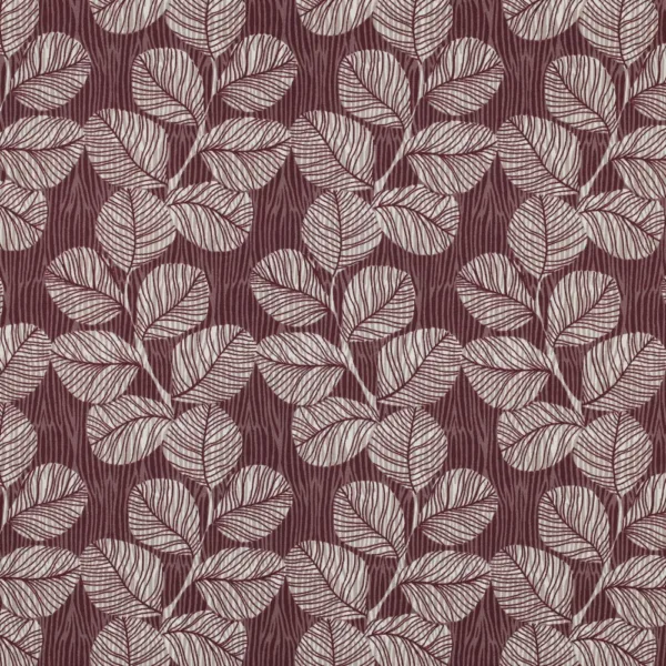 Popeline Resinada Leaves - Bordeaux