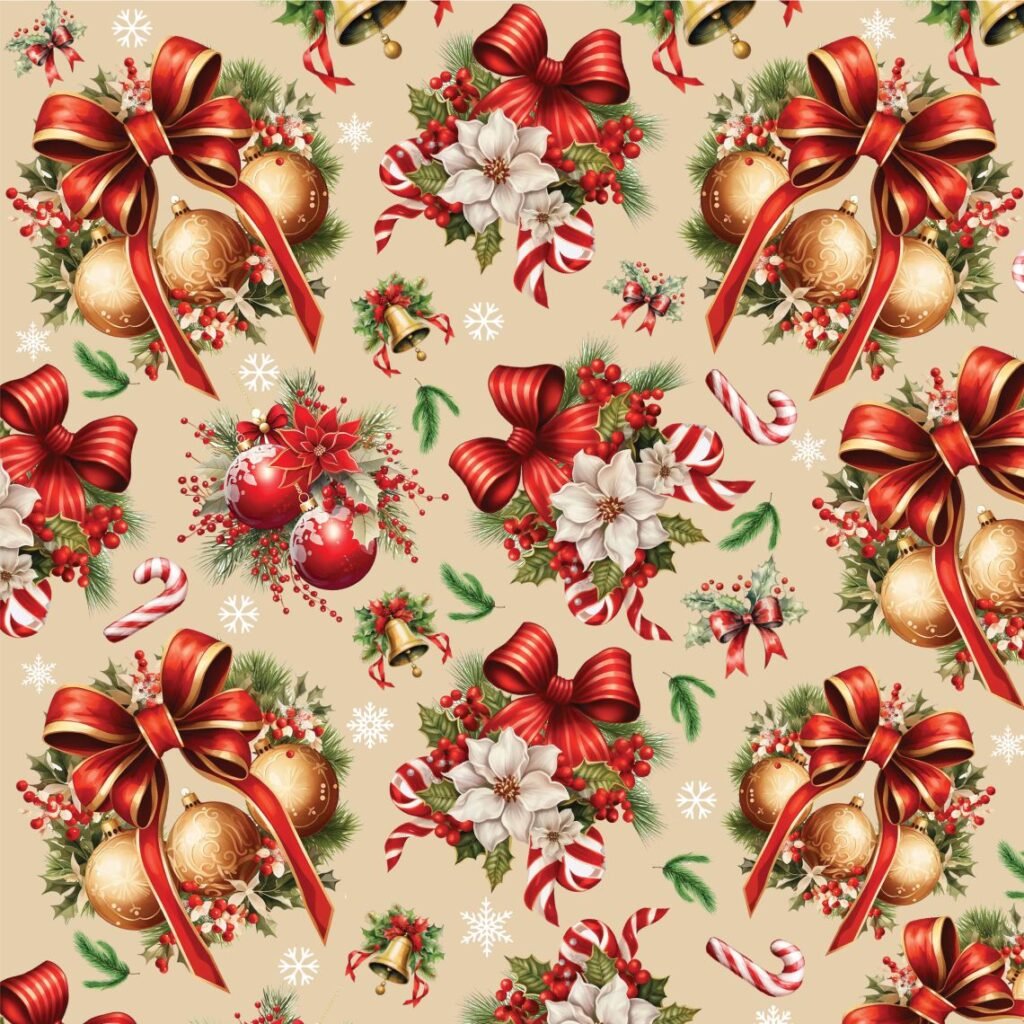 Tecido Policanvas Natal Lacos e Bolasx Violet Fabrics