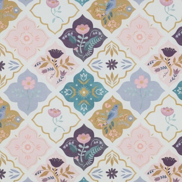 Popeline Digital Birds & Flower - Branco