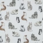 Popeline Digital Gatos - Branco