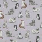Popeline Digital Gatos - Lavanda