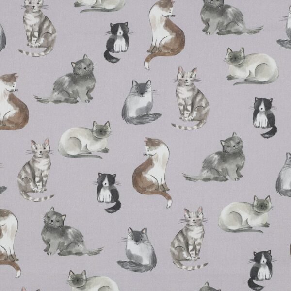 Popeline Digital Gatos - Lavanda