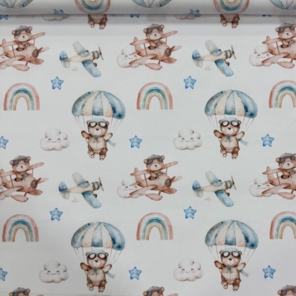 Popeline Bear Plane - Branco