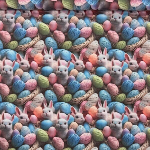 Popeline Digital Páscoa Coelhinhos e Ovos