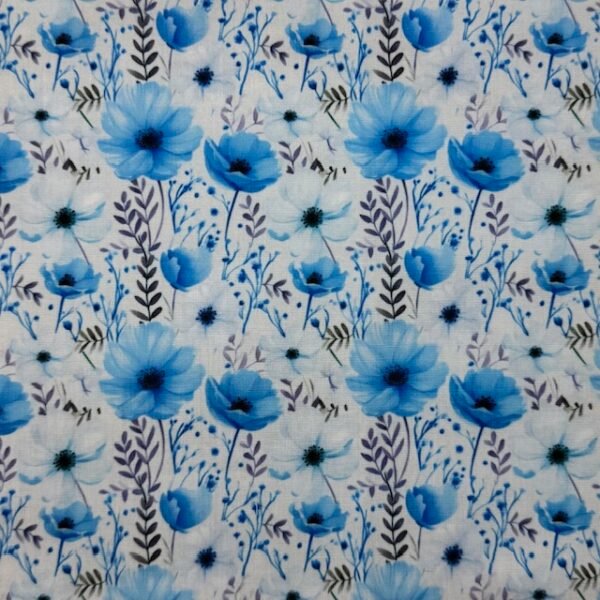 Popeline Spring Flowers - Azul