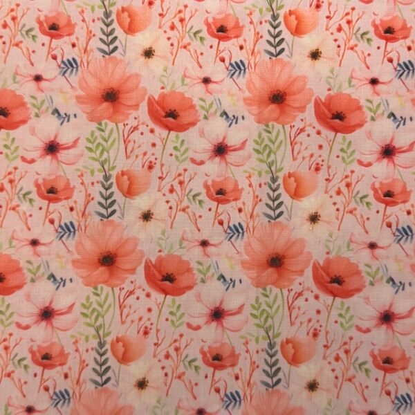 Popeline Spring Flowers - Salmão