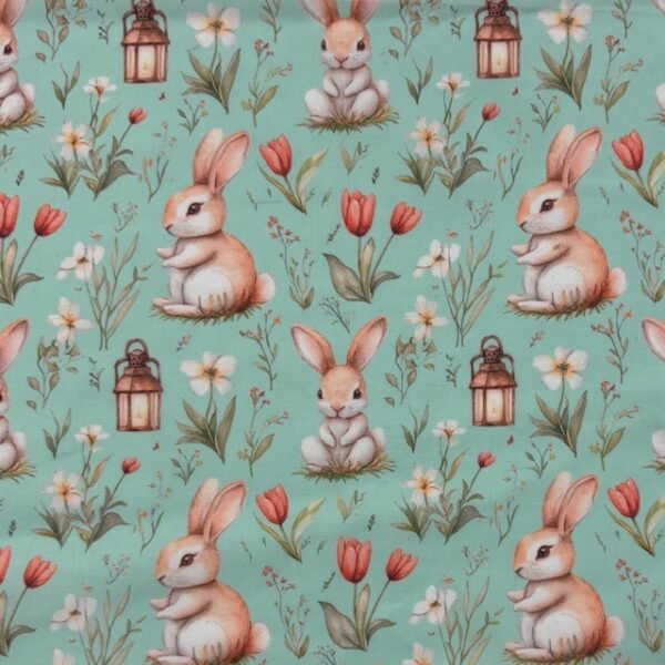 Popeline Coelhinho Páscoa - Verde