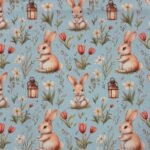 Popeline Coelhinho Páscoa - Azul