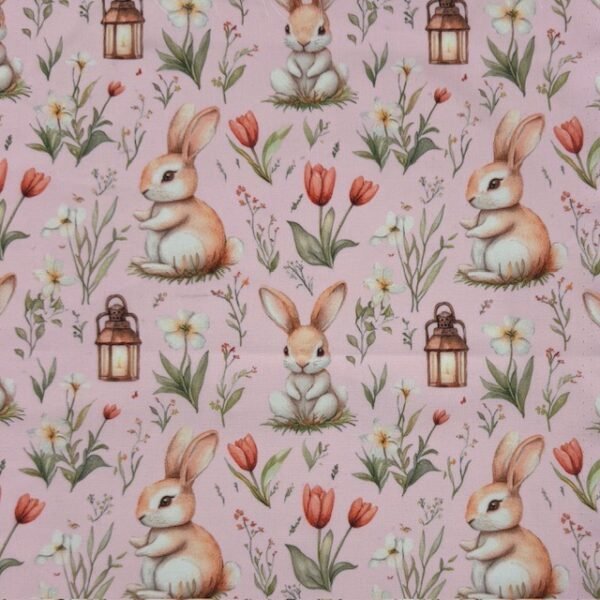 Popeline Coelhinho Páscoa - Rosa