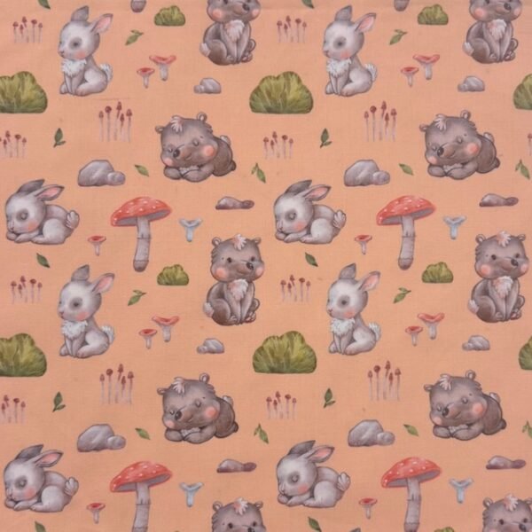 Popeline Rabbit and Bear - Laranja