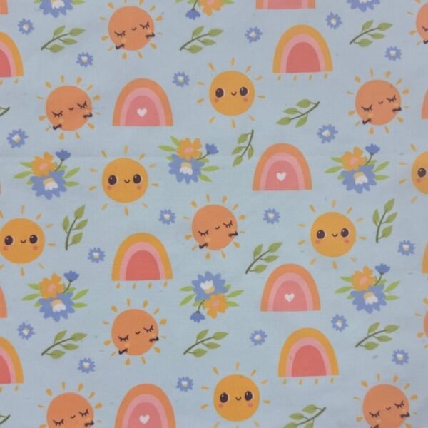 Popeline Sun Rainbown - Azul
