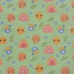 Popeline Sun Rainbown - Verde