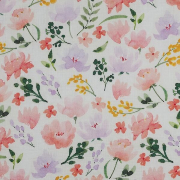 Musselina Big Flowers - Branco