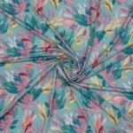 Malha Fria Flowers - Turquesa - Image 2