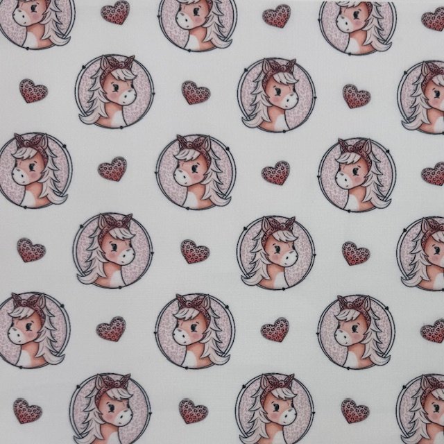 Popeline Estampada (11) Popeline Horses Love - Image 1