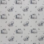 Tecido Popeline Urso e Pinguin - Branco