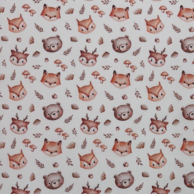 Tecido Popeline Estampado (11) Tecido Popeline Animais - Branco - Image 1