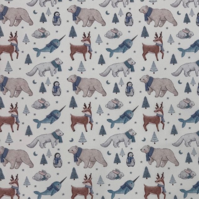 Tecido Popeline Estampado (16) Tecido Popeline Animais - Branco - Image 1