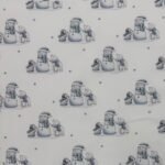 Tecido Popeline Urso e Pinguin - Branco