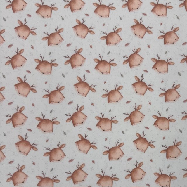 Tecido Popeline Estampado (4) Tecido Popeline Veados - Branco - Image 1