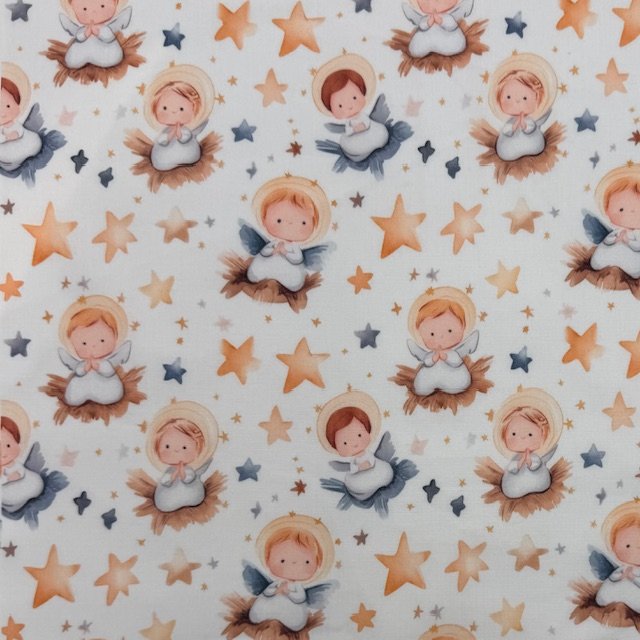 Tecido Popeline Natal Menino Jesus 6 Violet Fabrics