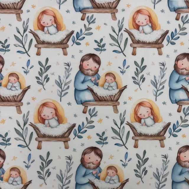 Tecido Popeline Natal Menino Jesus 8 Violet Fabrics