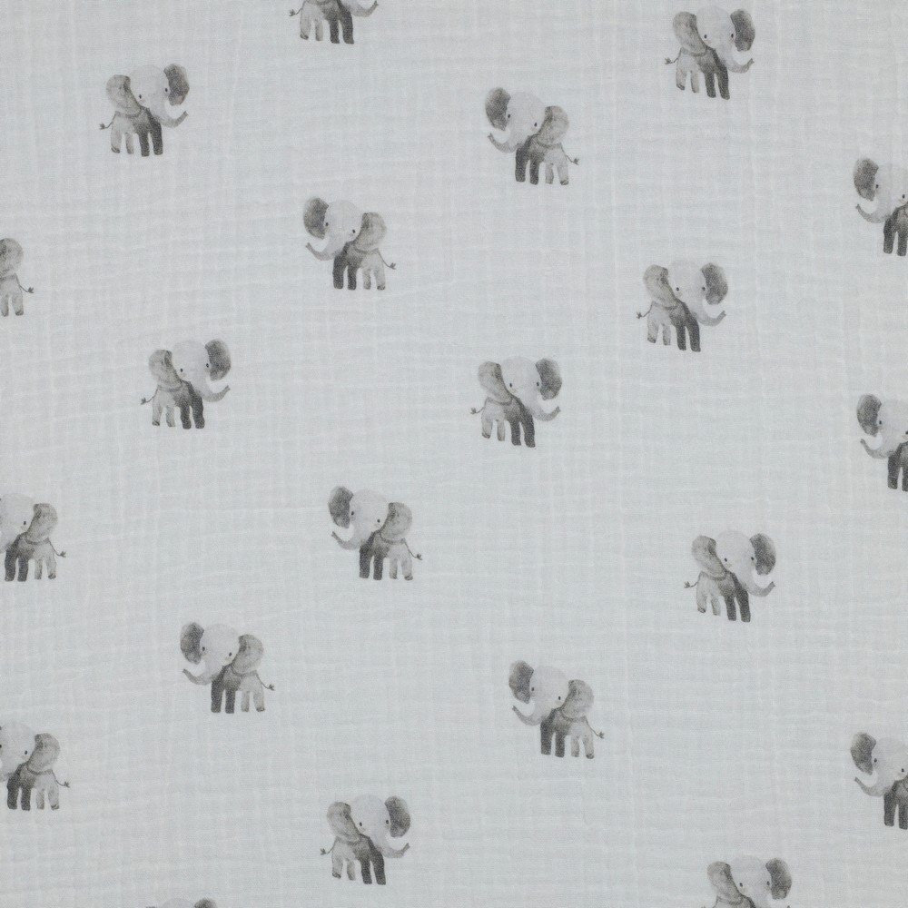 Tecido Musselina Elefante Branco Violet Fabrics