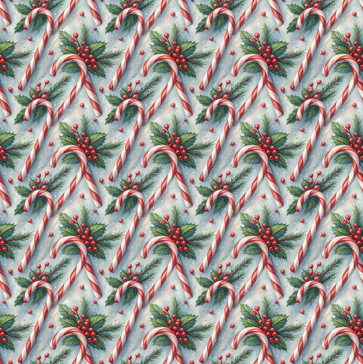 Tecido Decoração Policanvas Azevinho Bengalas de Natal - Image 1