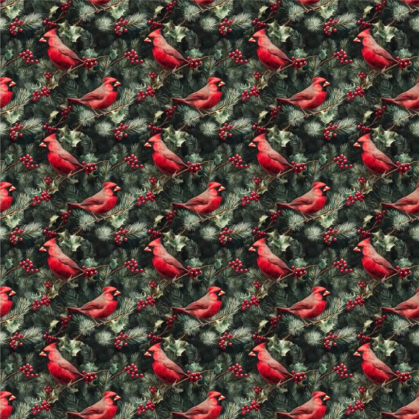 Tecido Policanvas Azevinhos e passaros Violet Fabrics